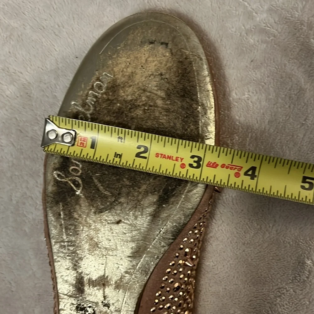 Sam Edelman Woman’s Jolie Leather Sparkle Rose Gold Studded Ballet Flats Sz 6